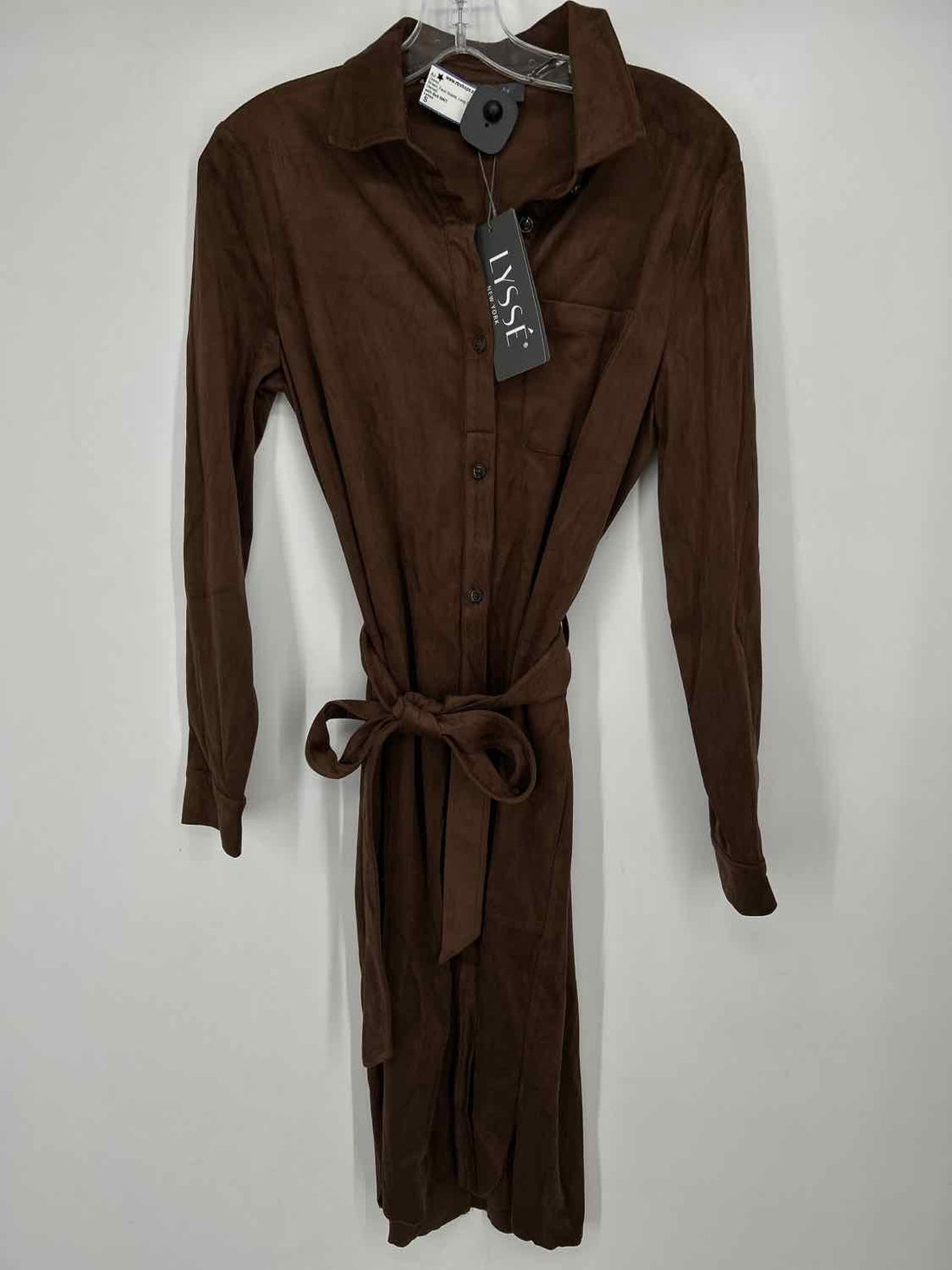 Lysse Size S Brown Faux Suede Long Sleeve Dress