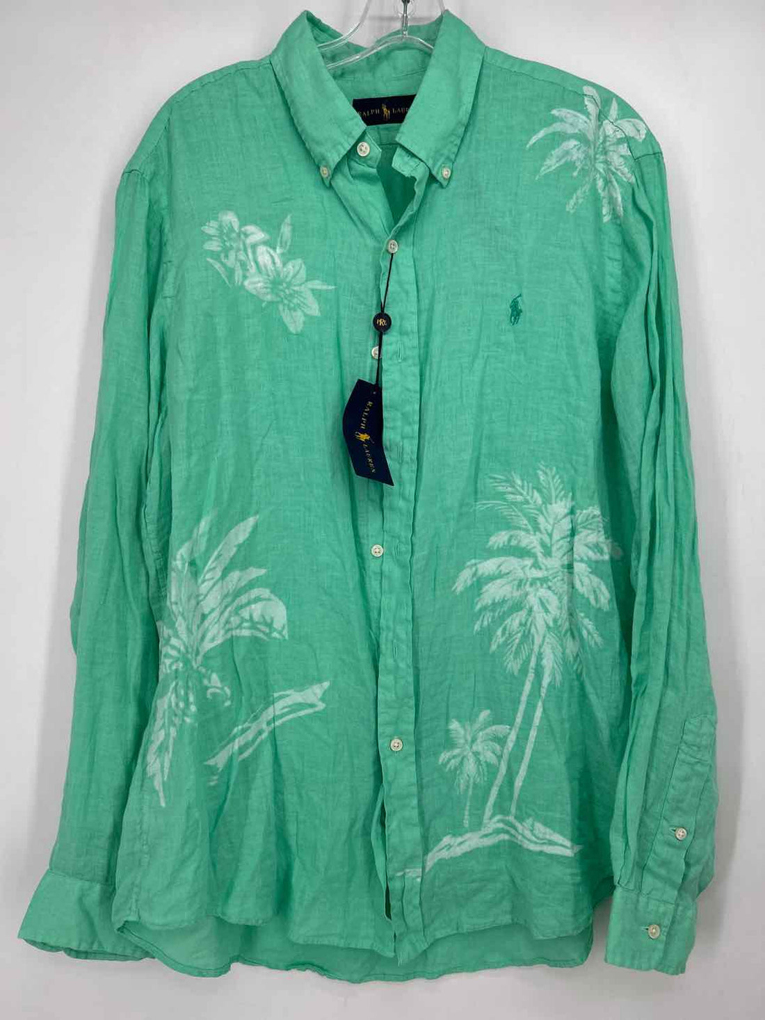 Ralph Lauren Size L Mint Green Linen 100% NWT Long Sleeve