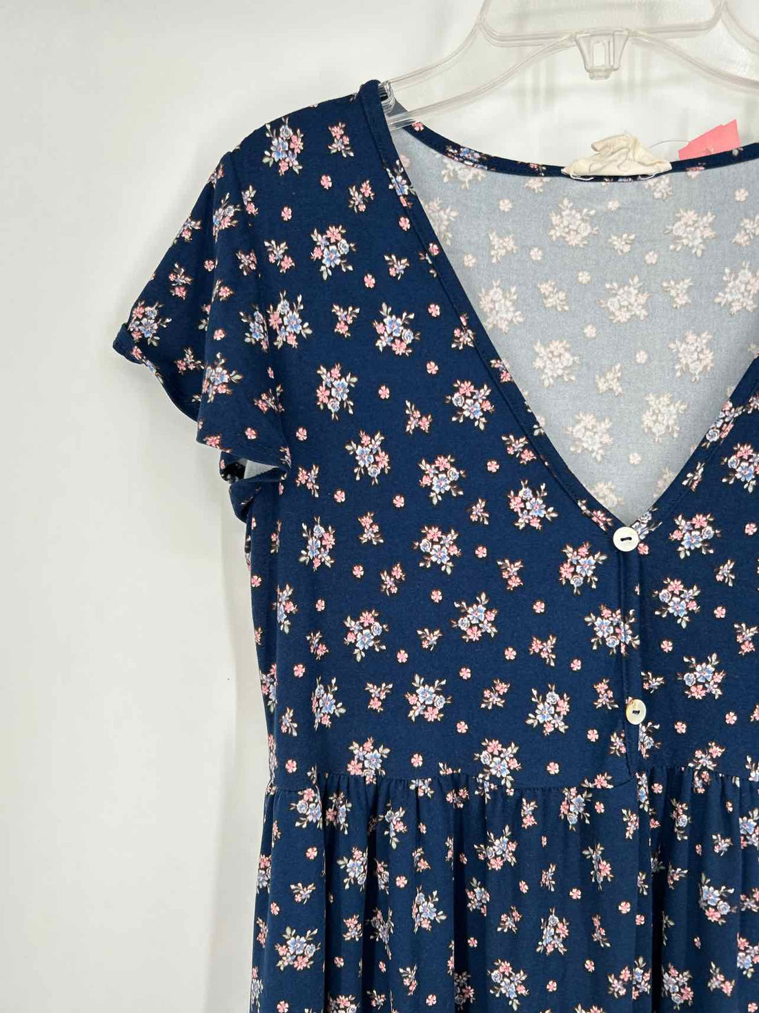 Jessica Simpson Size L Navy Floral Short Sleeve Dress