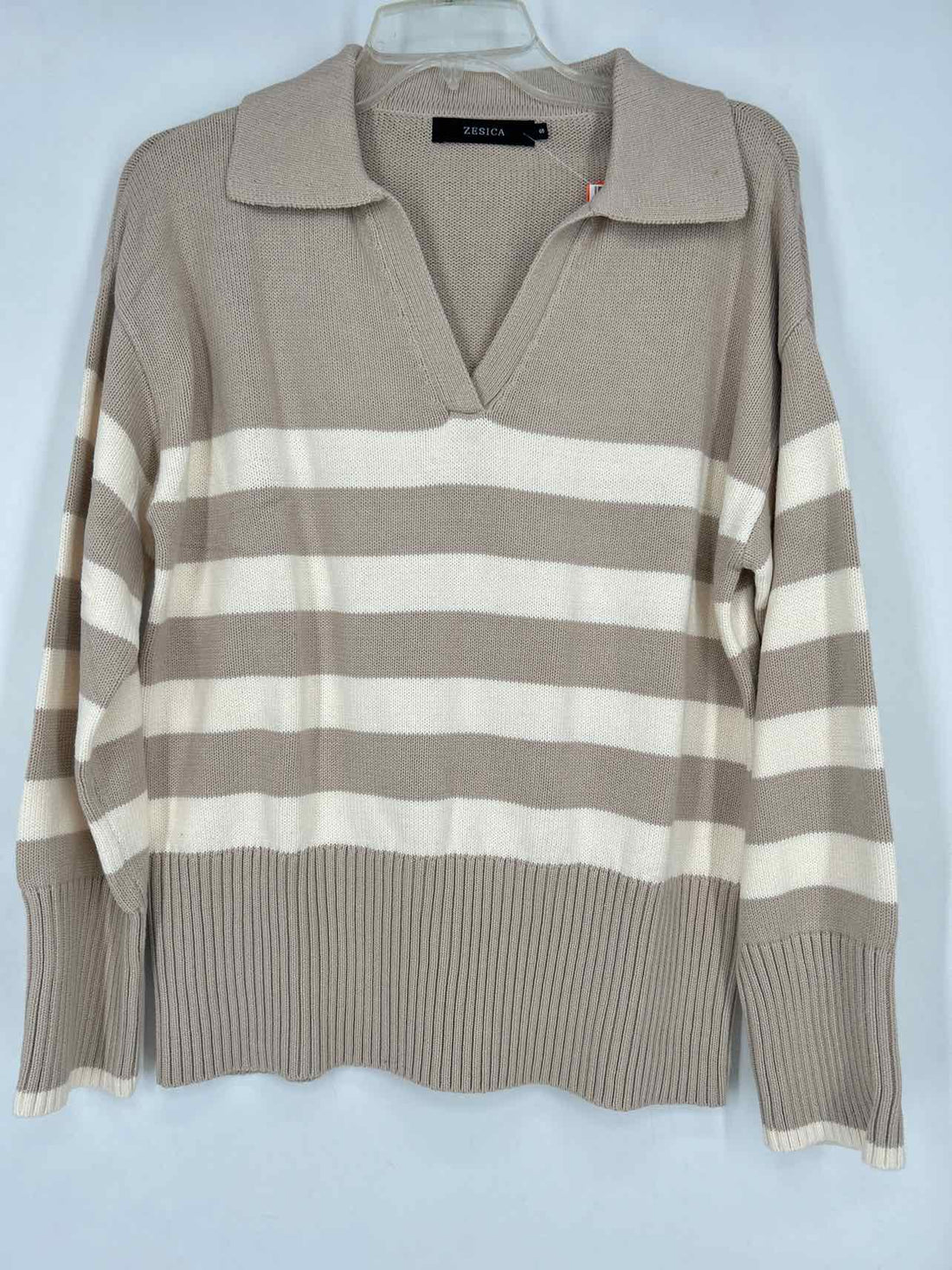 Zesica Size S Beige & White Stripe Sweater