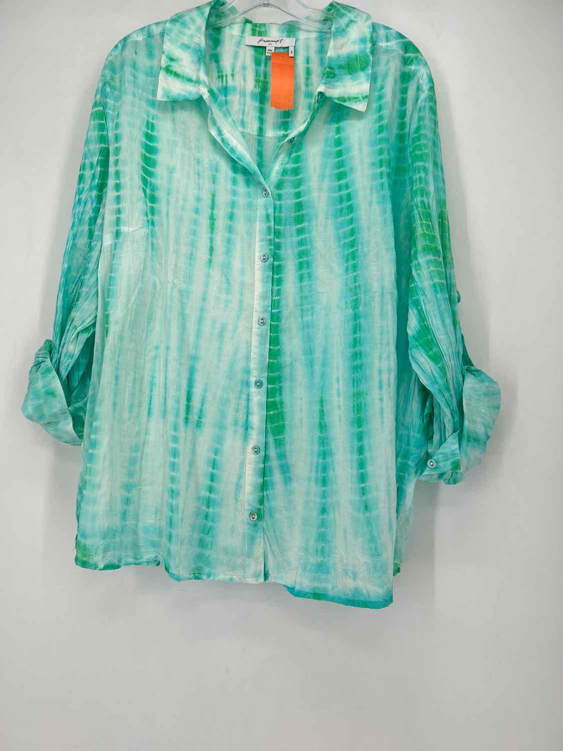 Foxcroft Size 18W Blue & Green Tie Dye Top/Blouse