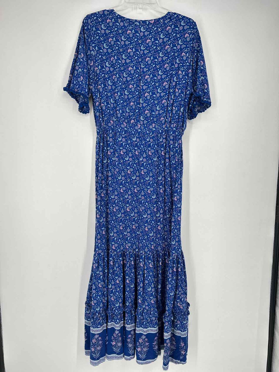 R Vivimos Size L Blue Floral Short Sleeve Dress