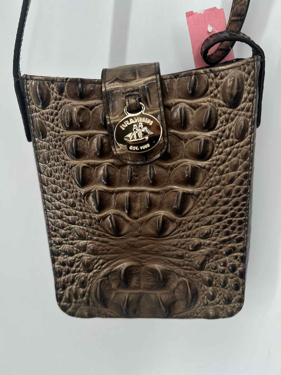 Brahmin Taupe Croc Embossed Excellent Condition Crossbody