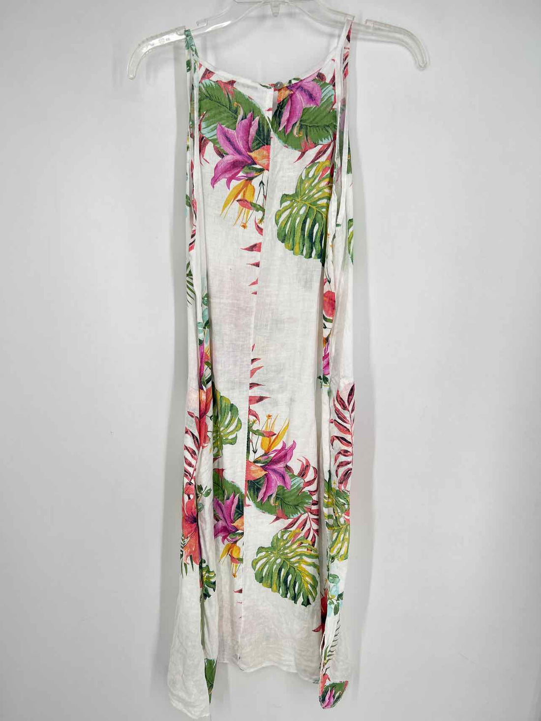 Lungo L'arno Size S White Print Linen Sleeveless Dress
