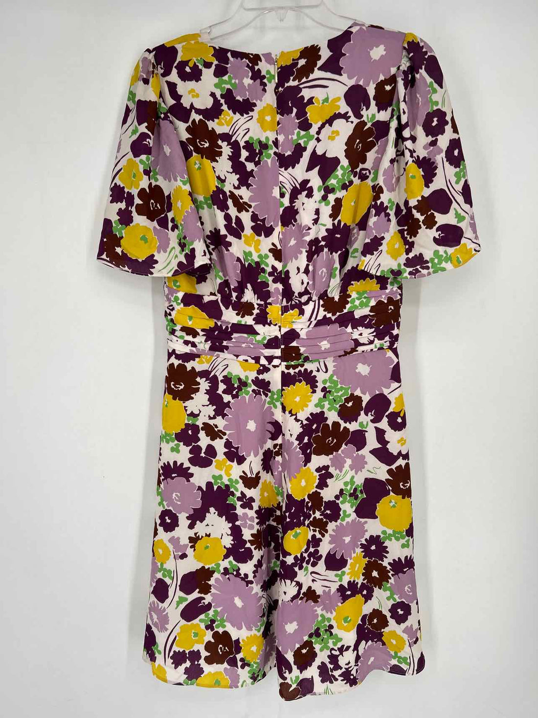 Kate Spade Size 8 White & Purple Floral Short Sleeve Dress