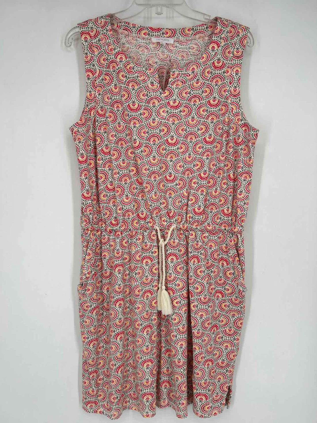 T By Talbots Size M White Red & Green Print Sleeveless Dress