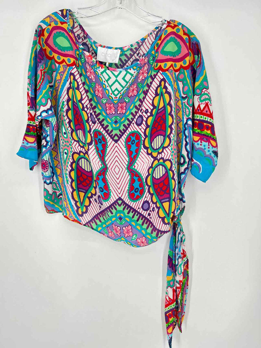Analili Size L Multi Color Silk Long Sleeve