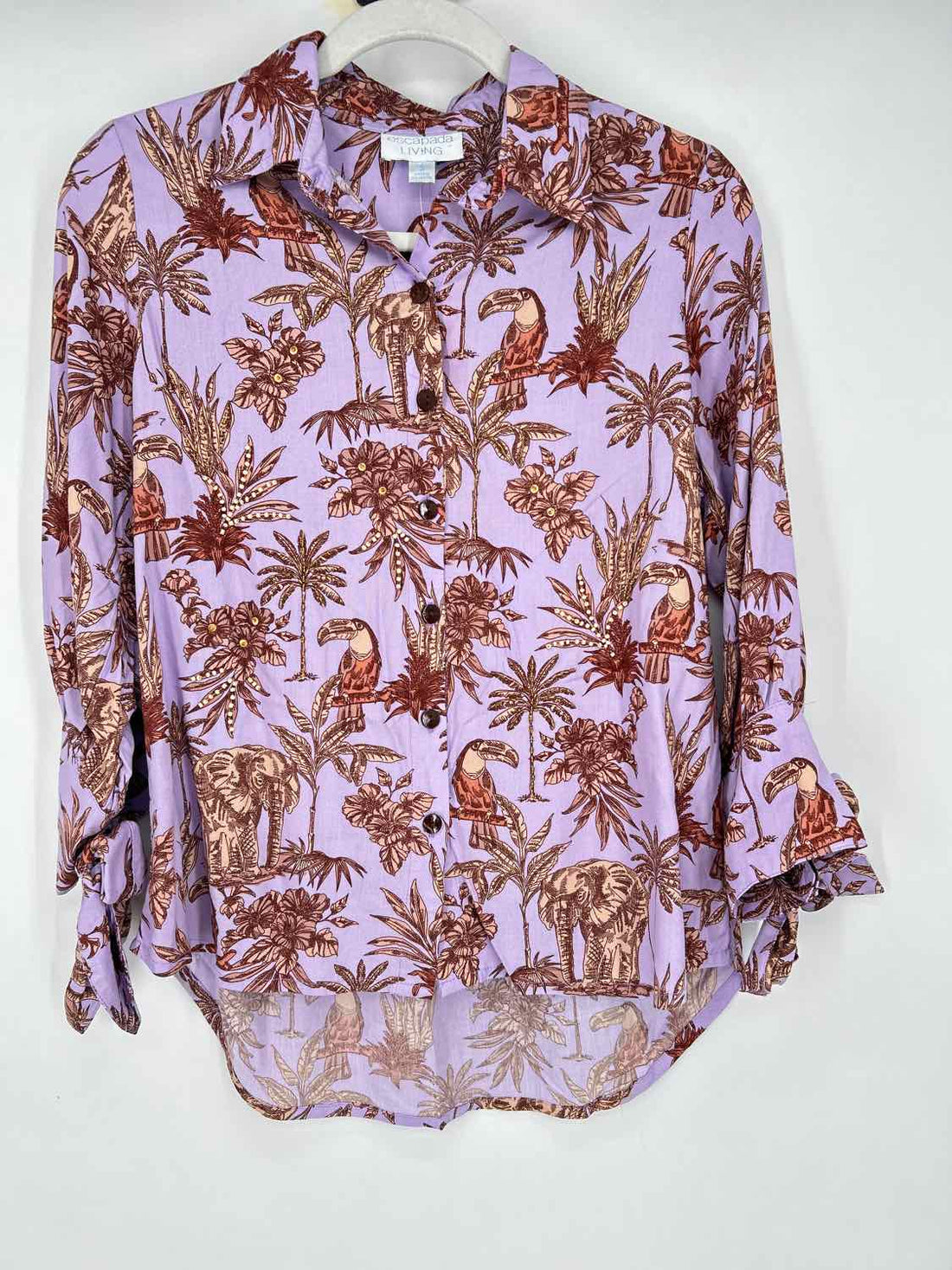 Escapada Living S Light Purple Print Beaded New Boutique Top
