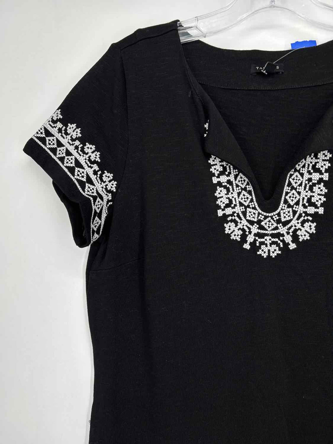 Talbots Size M Black & White Embroidered Short Sleeve Dress