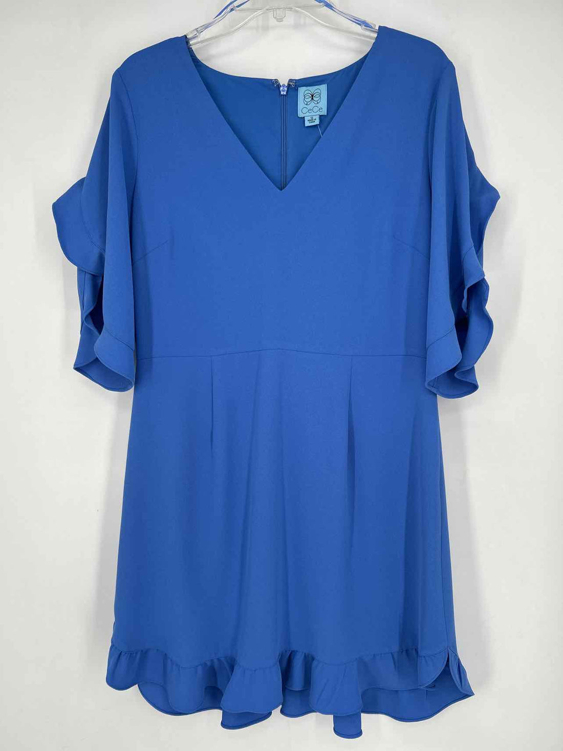 CeCe Size 12 Blue Short Sleeve Dress