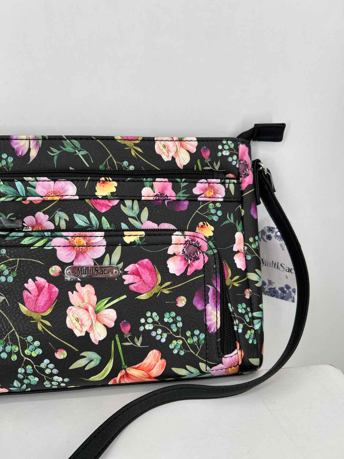 Multi Sac Black Floral NWT Crossbody
