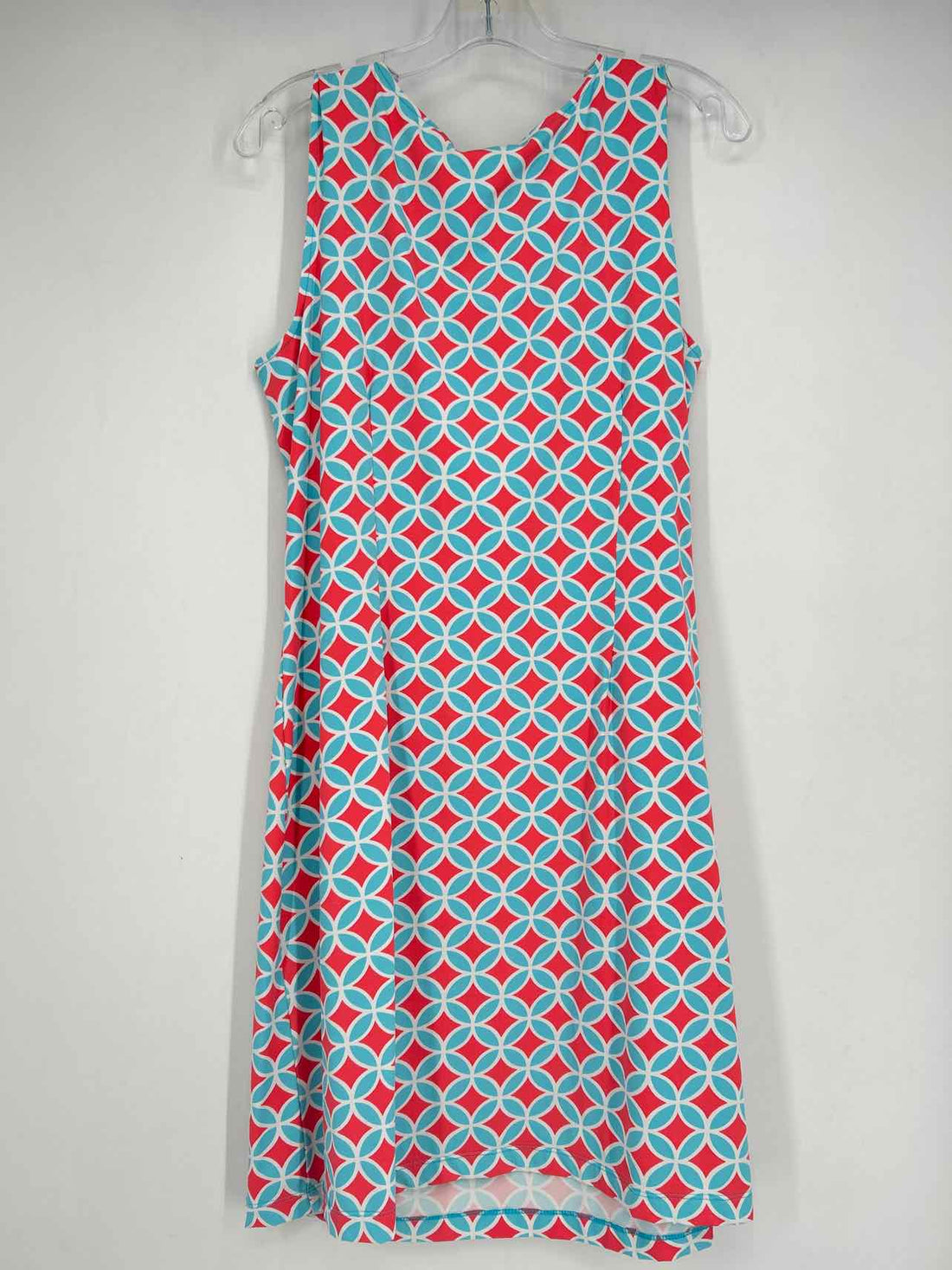 Katherine Way Size L Blue & Coral Print Dress