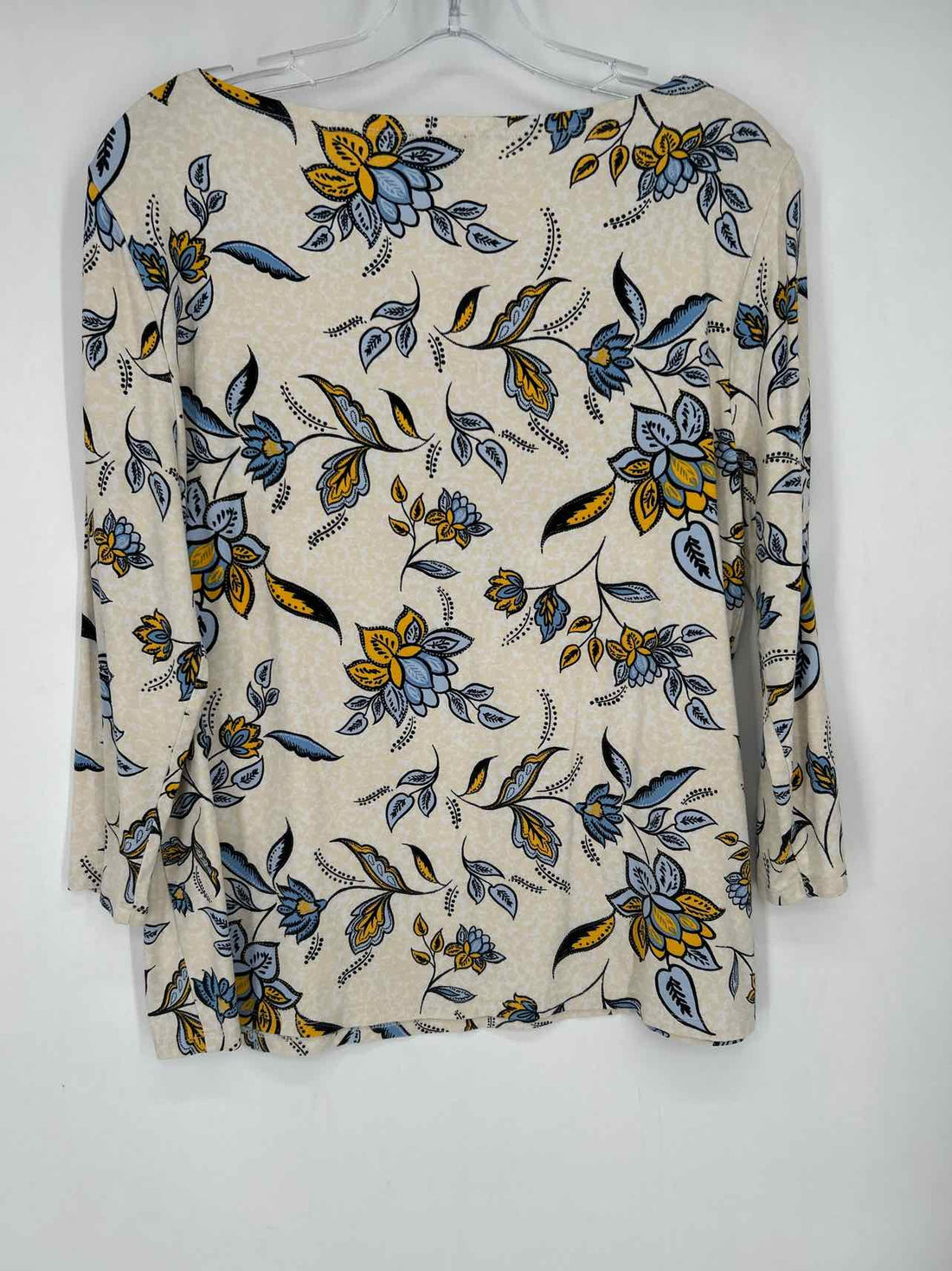 Ann Taylor Size L Yellow & Blue Floral Long Sleeve
