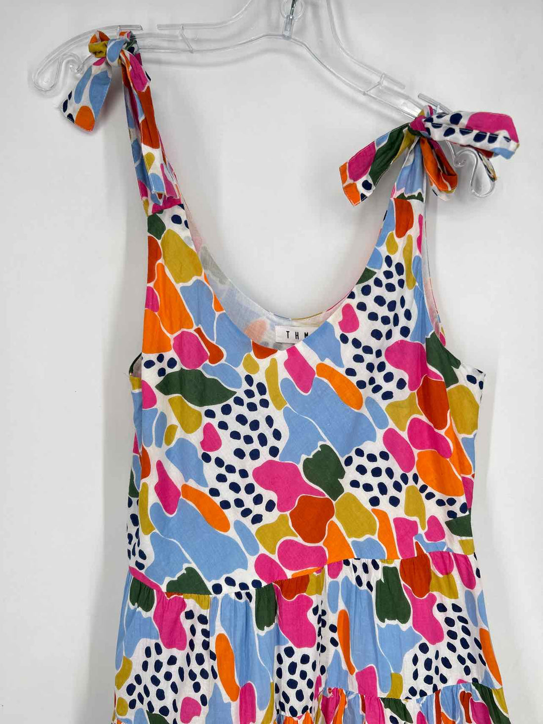 THML Size S White Multi Color Print Sleeveless Dress