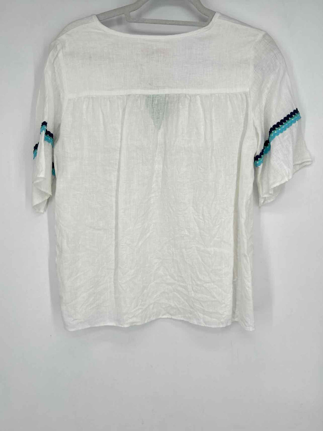 Vilagallo Size 40 White Embroidered Short Sleeve