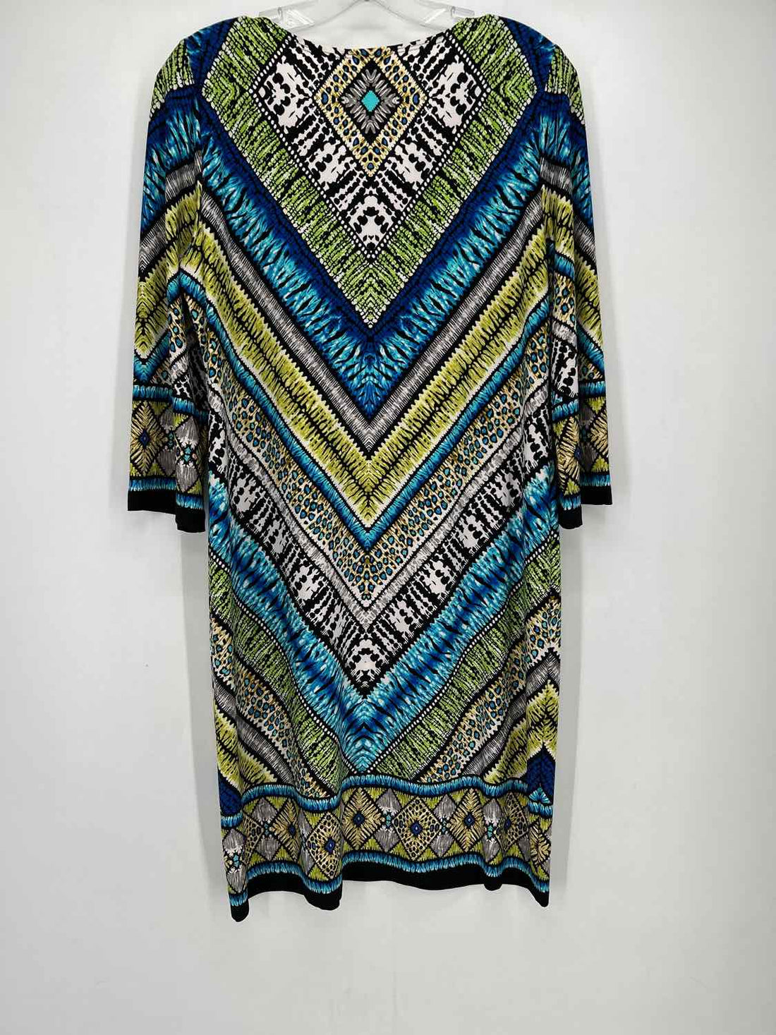 Chicos Size 1 (8) Green & Blue Print Dress