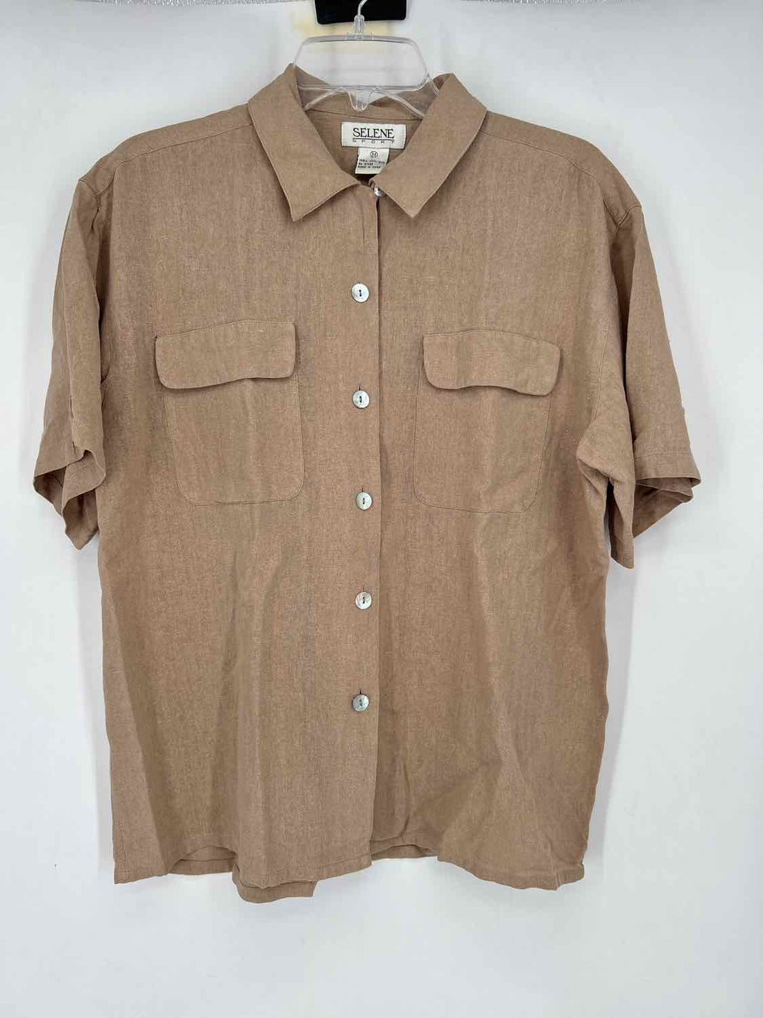 Selene Sport Size M Khaki Silk Short Sleeve