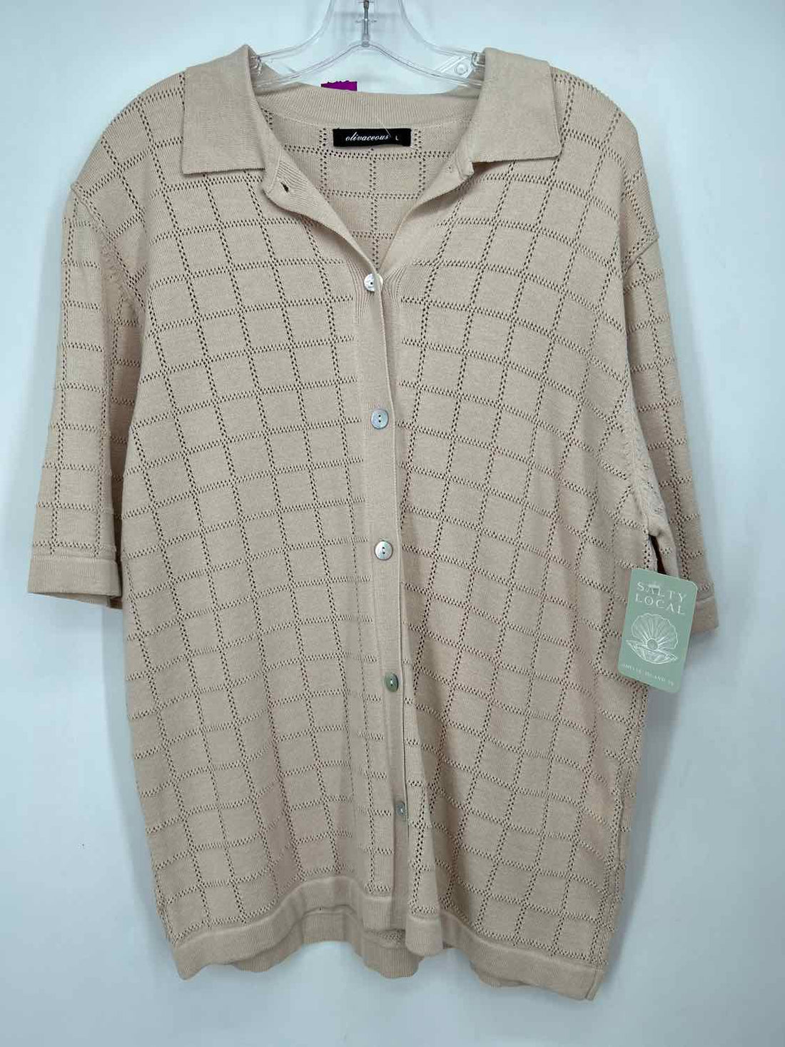 Olivaceous Size L Beige Perforated NWT Short Sleeve