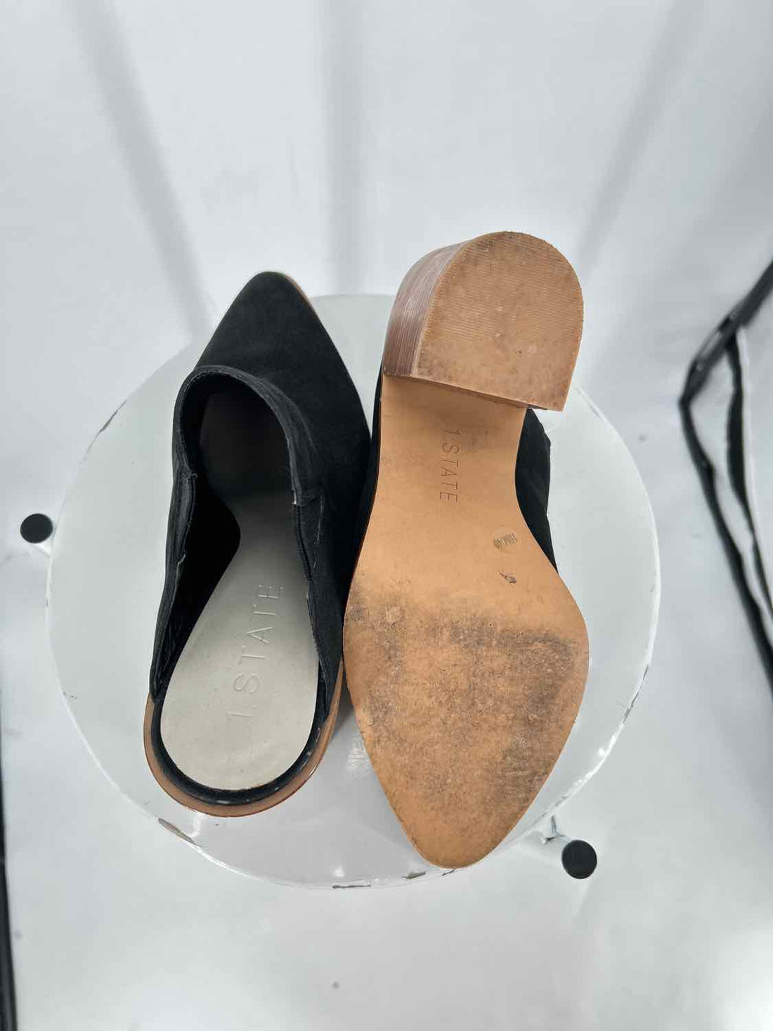 1 State Women Size 10 Black Lindley Heeled Mules