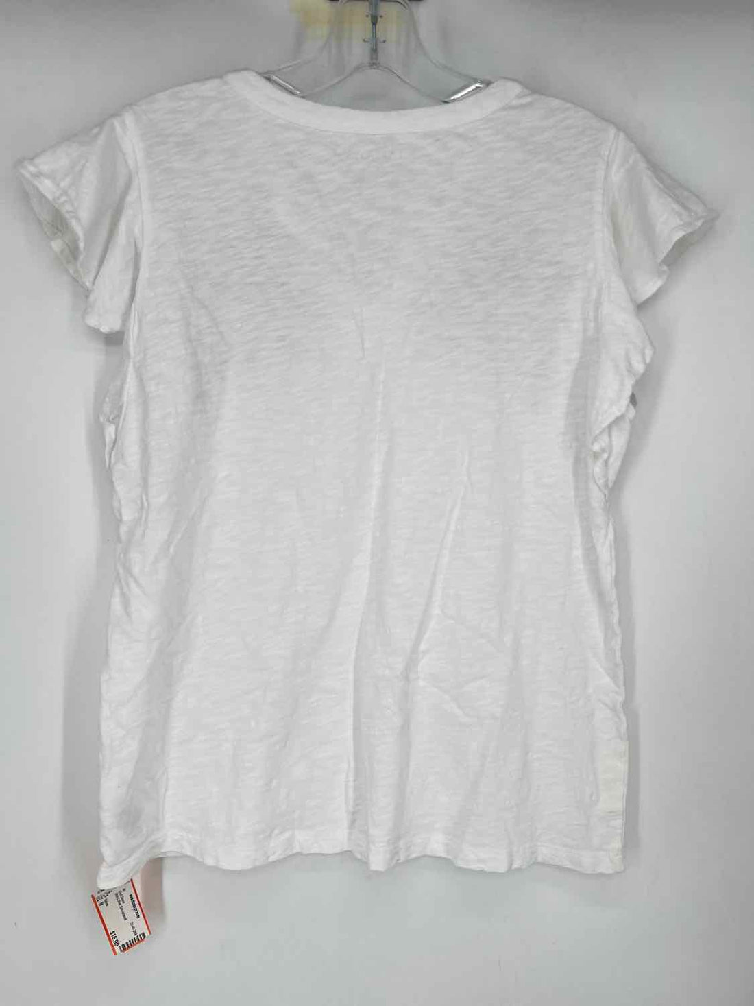 Talbots Size M White & Silver Embroidered Short Sleeve