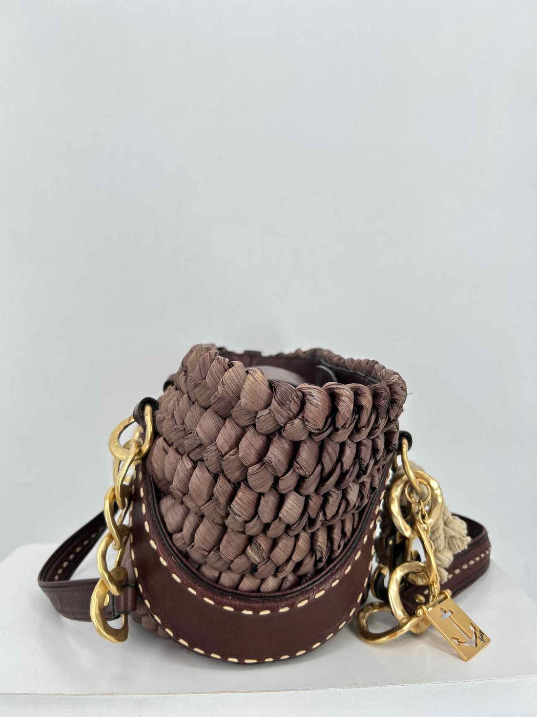 Juicy Couture Brown & Gold Corn Husk/Goat Leather Pre Owned Tote