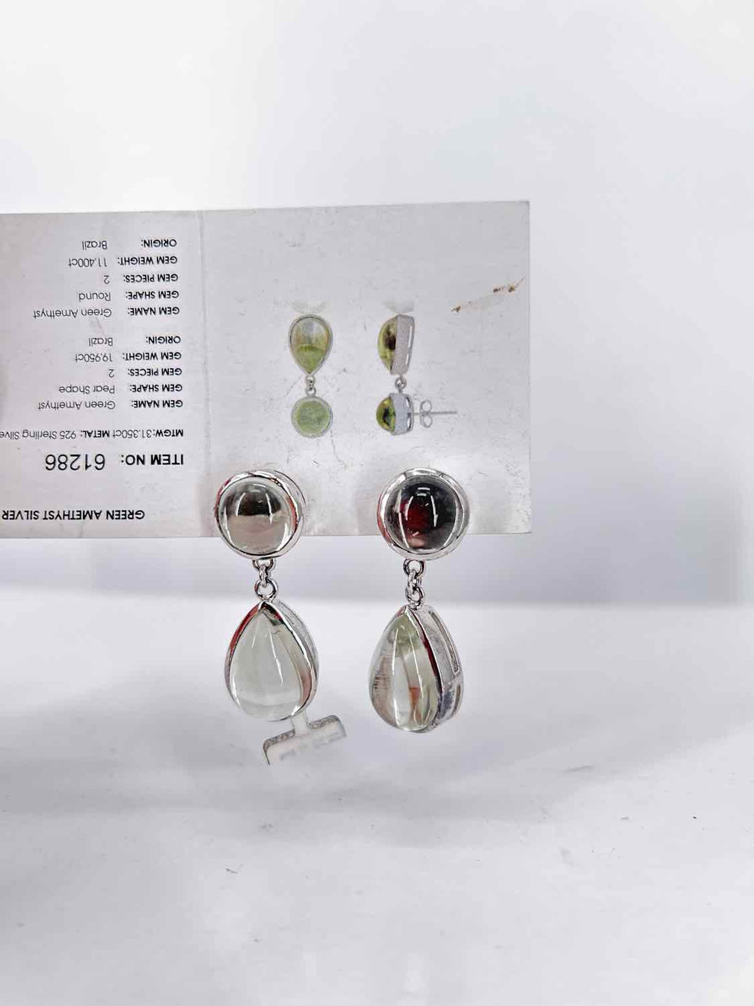 Gems TV 925 Green amethyst Silver Earrings