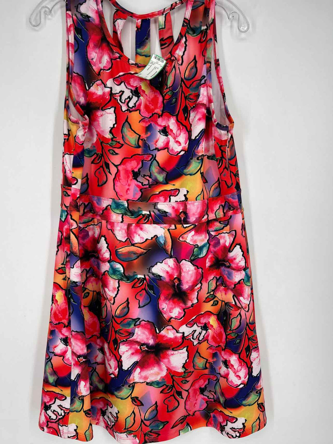 Reel Legends Size L Red & Pink Print Sleeveless Dress