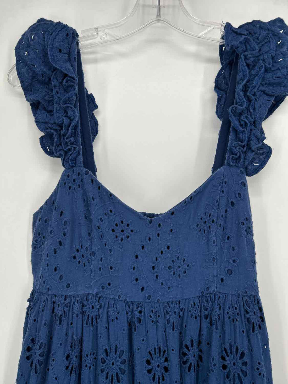 Yumi Kim Size XL Navy Eyelet Short Sleeve Maxi