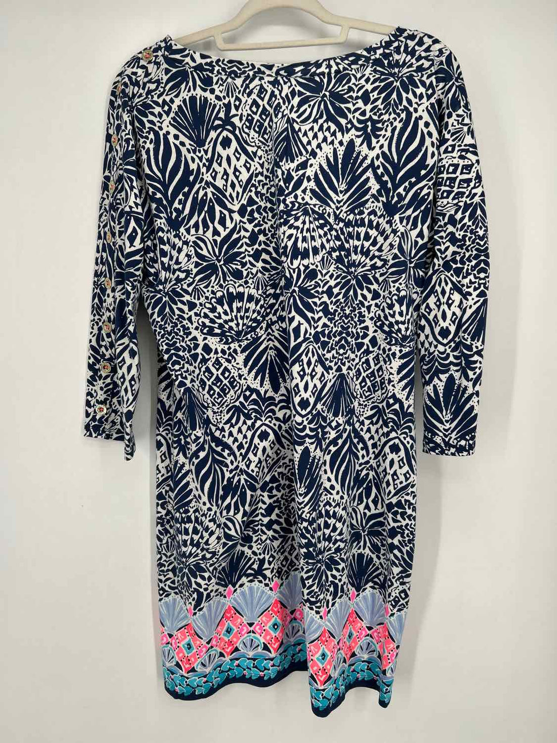 Lilly Pulitzer L White & Navy Print Long Sleeve Lilly Pulitzer Dress