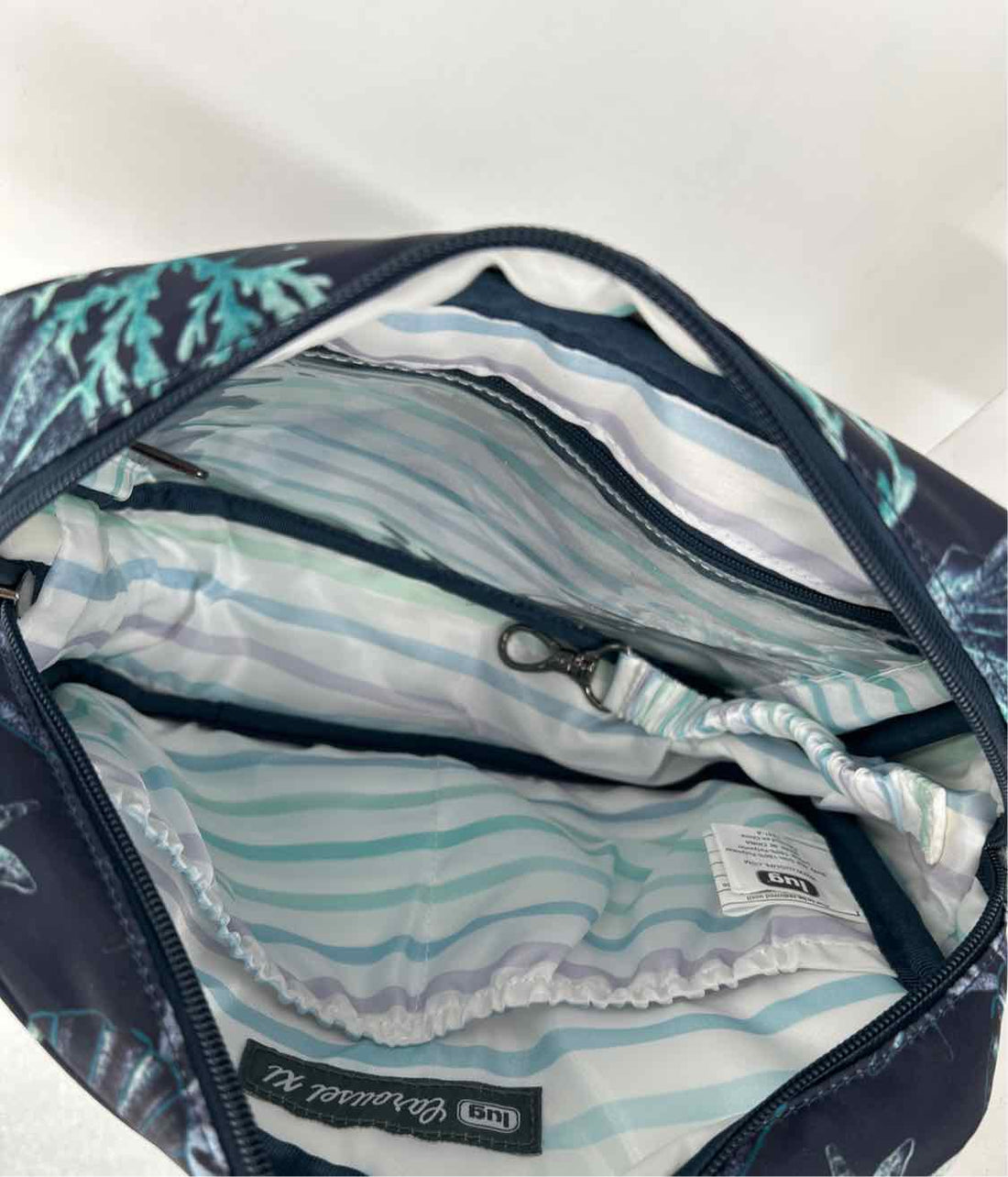 Lug Navy Print Nylon Pre Owned Crossbody