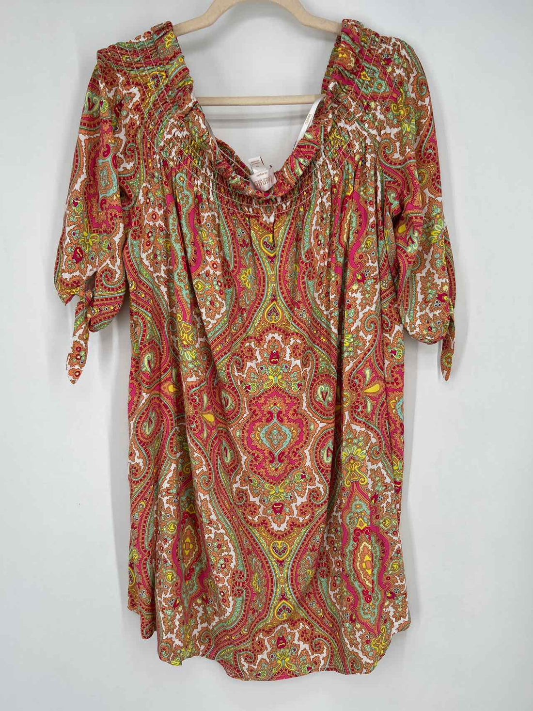 Laundry by Shelli Segal Size 16 Peach & Pink Print Dress