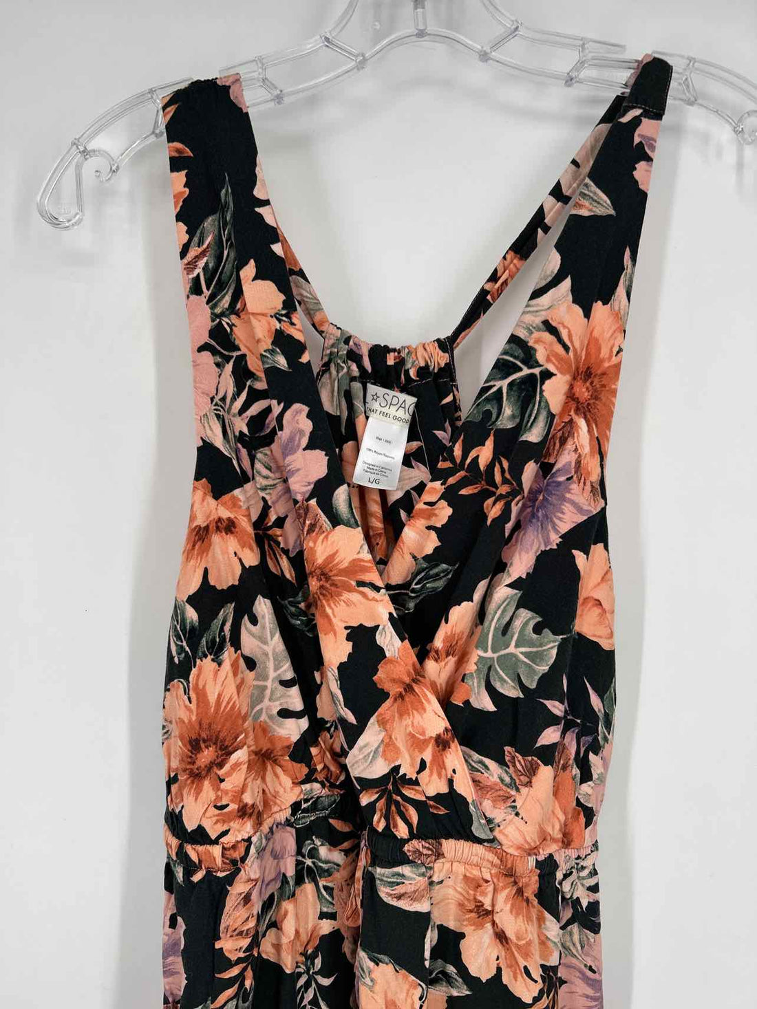 L Space Size L Black & Pink Floral Sleeveless Coverup