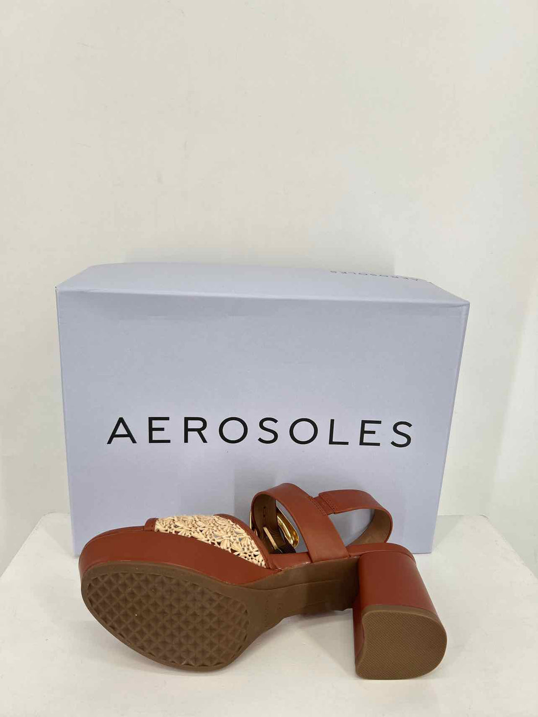 Aerosoles Women Size 6.5 Cognac New In Box Raffia Sandals
