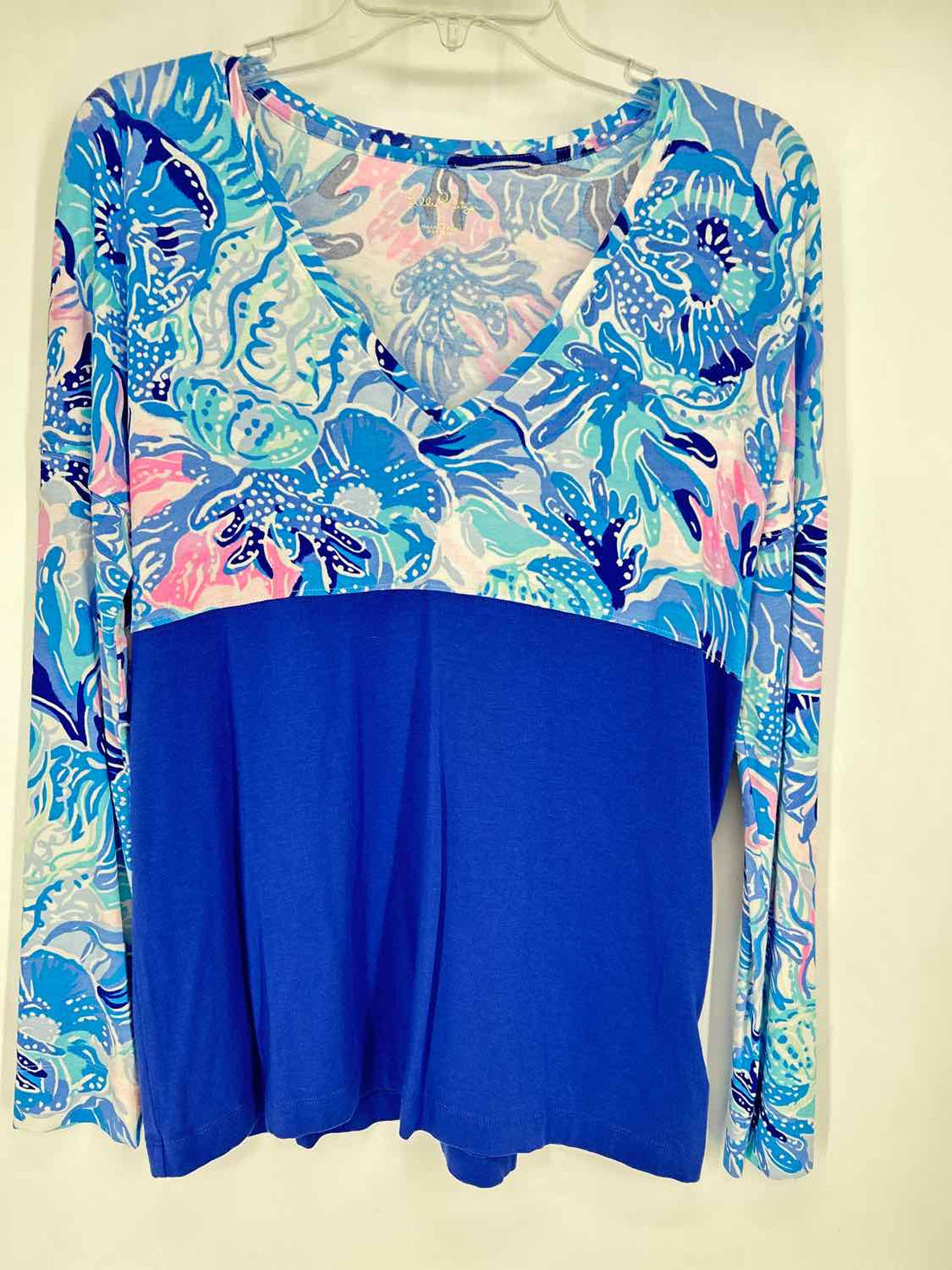 Lilly Pulitzer S Navy & Blue Print Long Sleeve Lilly Pulitzer Top