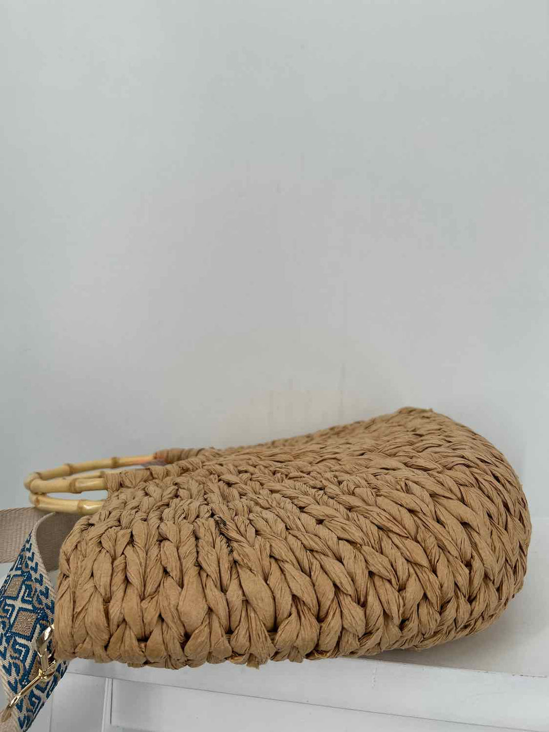 Haute Hippie Straw Bamboo Handle Satchel