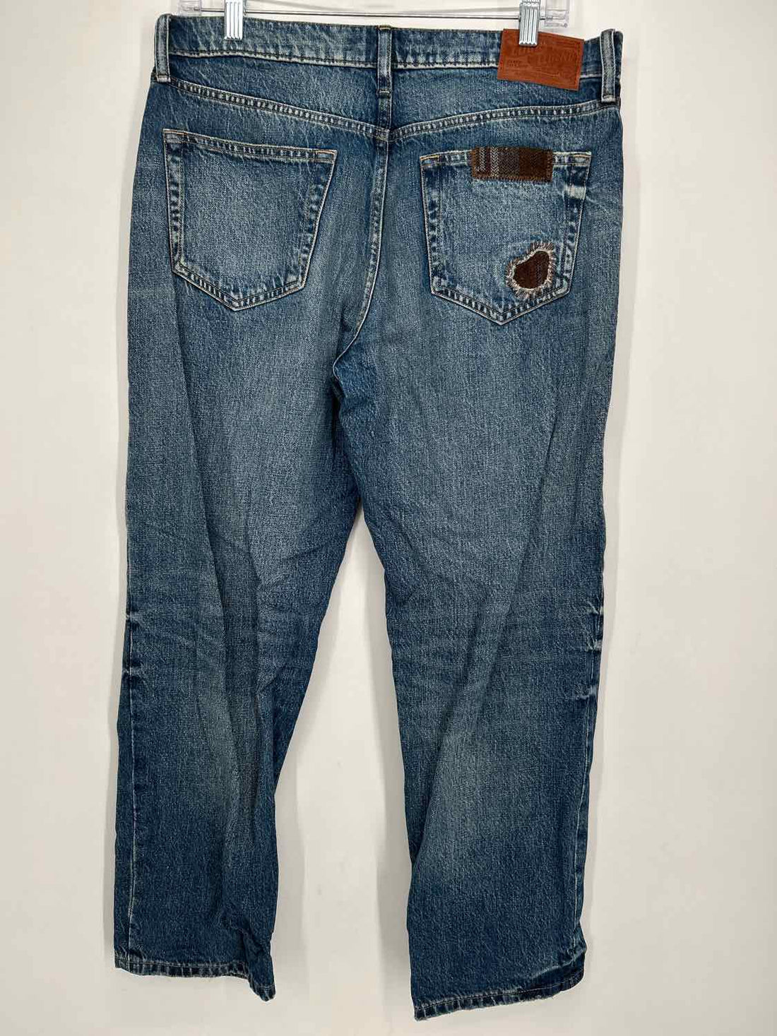 Lucky Brand Size 8 Denim Patchwork Boy Mid Rise Relaxed Straight Jeans