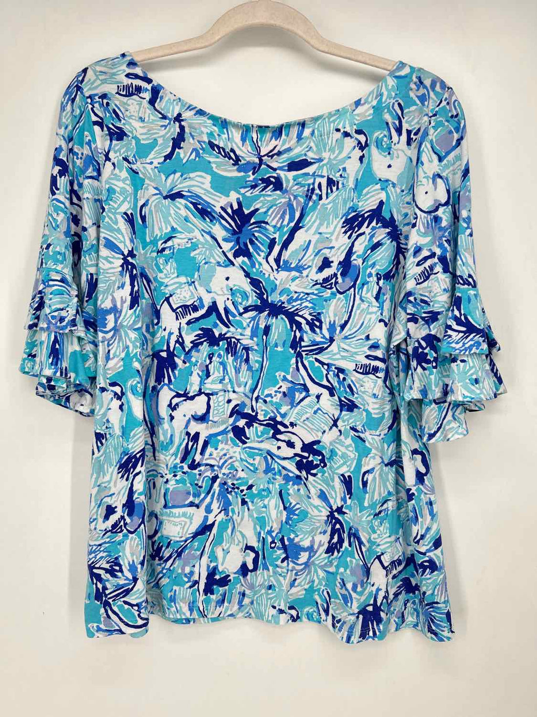 Lilly Pulitzer XL Blue & White Short Sleeve Lilly Pulitzer Top