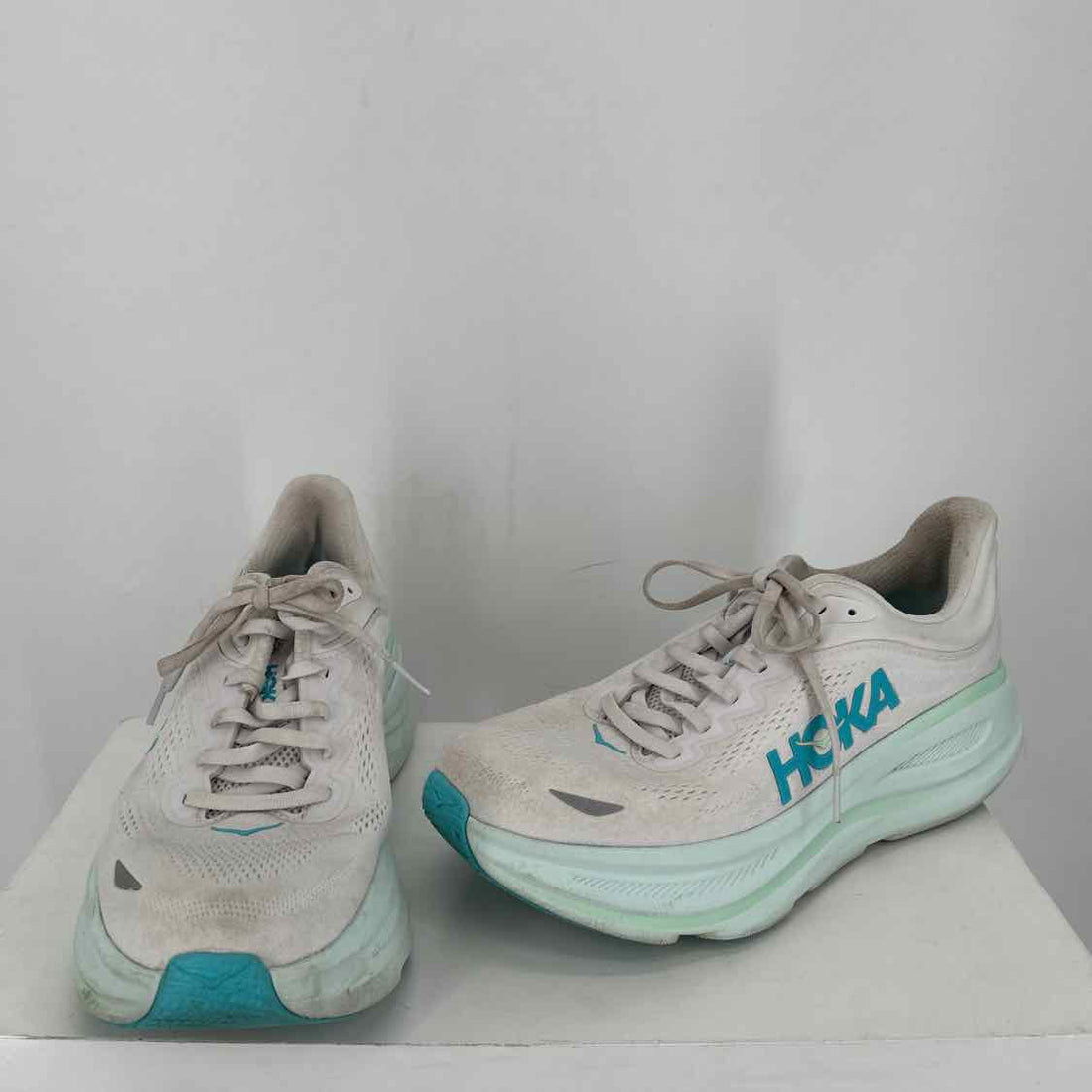 Hoka Women Size 11 White & Light Blue As Is Sneakers