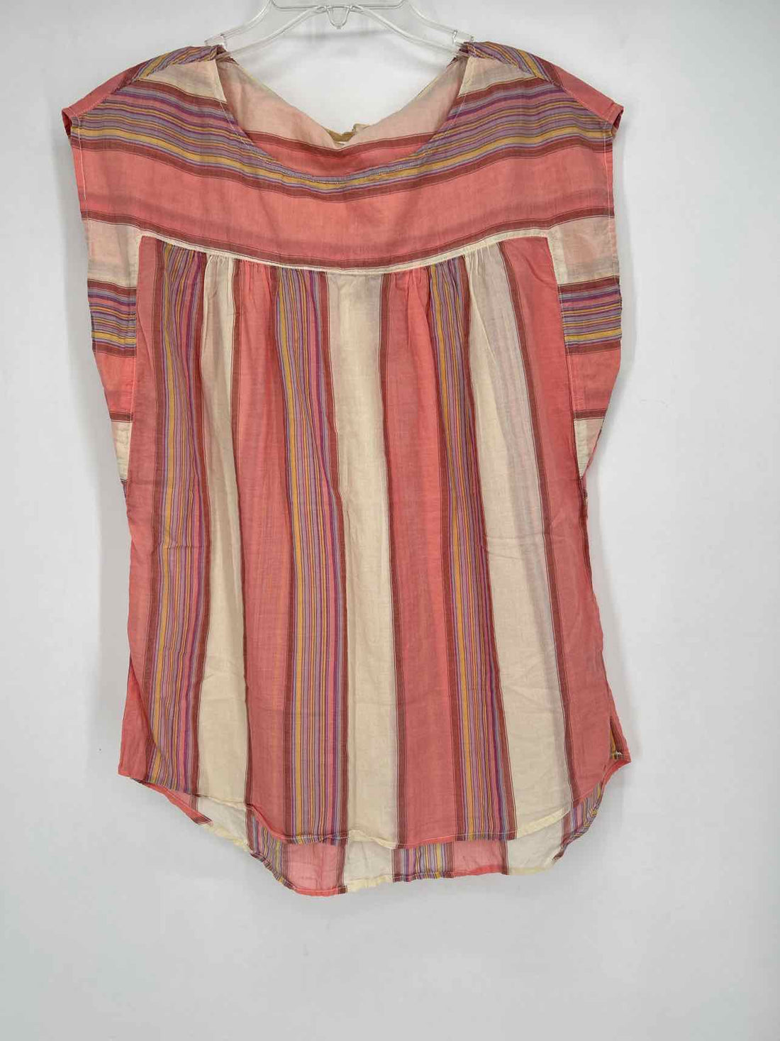 Side Stitch Size M Beige & Pink Short Sleeve