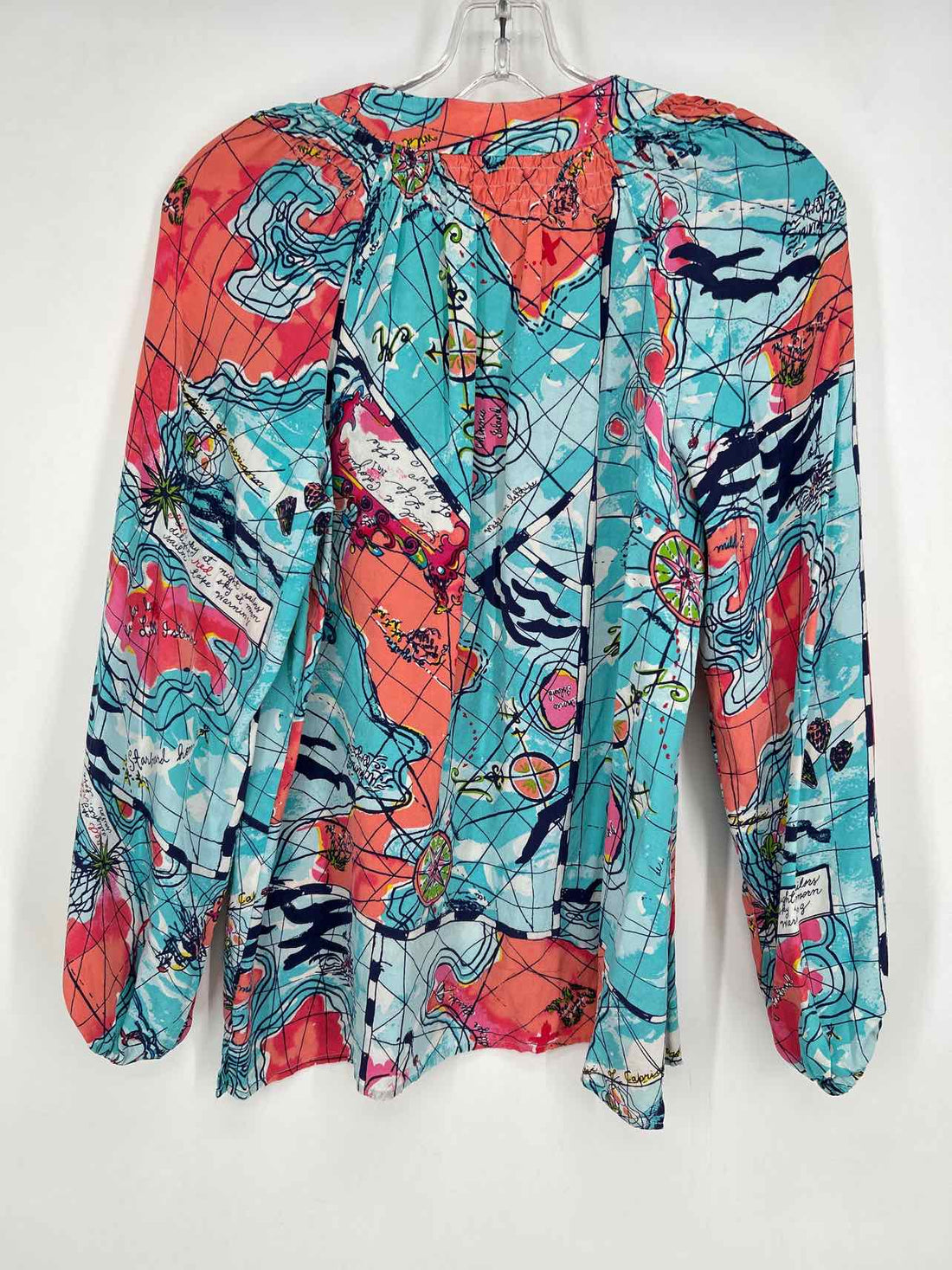 Lilly Pulitzer S Blue & Coral Print Lilly Pulitzer Top