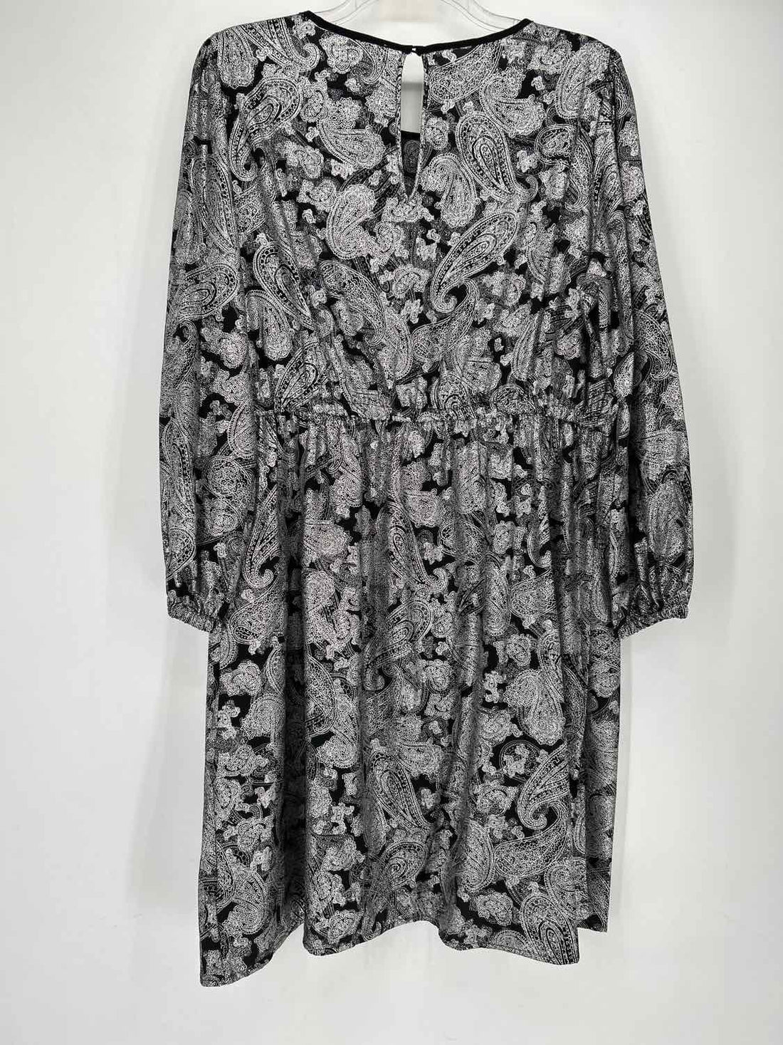 Michael Kors Size 2X Silver & Black Print Dress