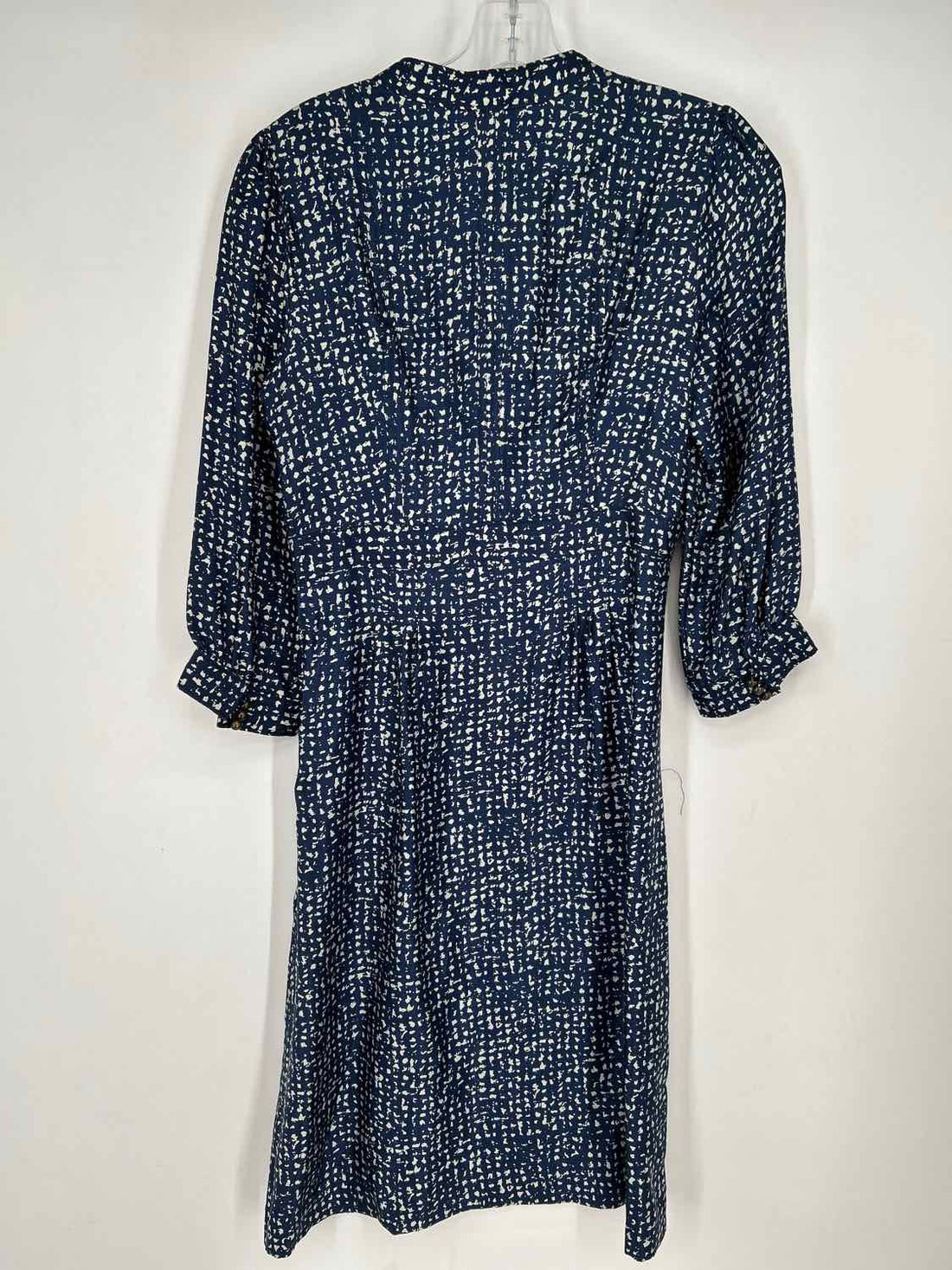 J Crew Size 2 Navy Print Silk Long Sleeve Dress