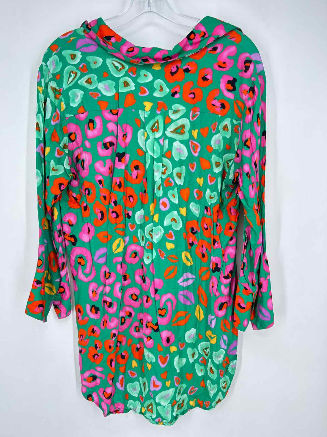 Boho Chic Size M Green Print Long Sleeve