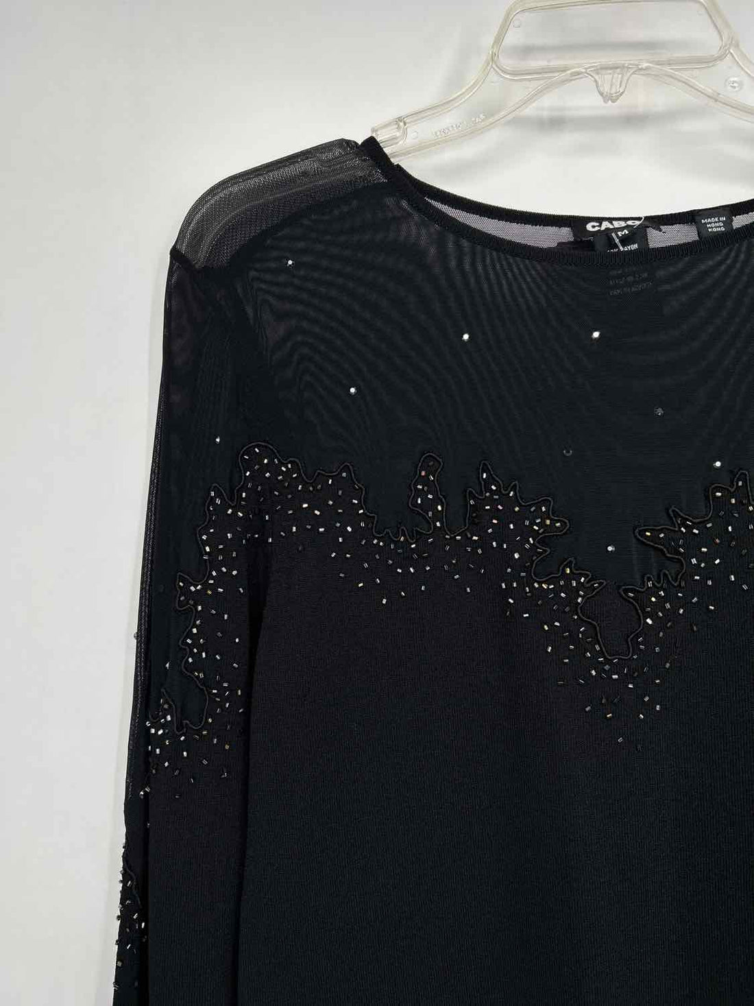 Cabo Size M Black Beaded Long Sleeve