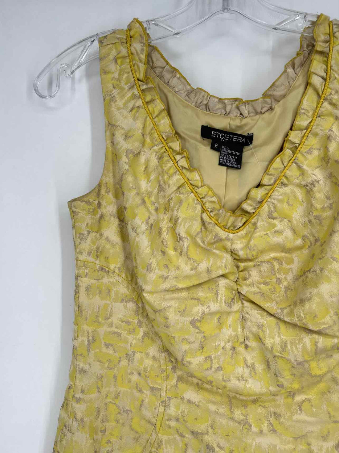 Etcetera Size 2 Yellow Print Sleeveless Dress