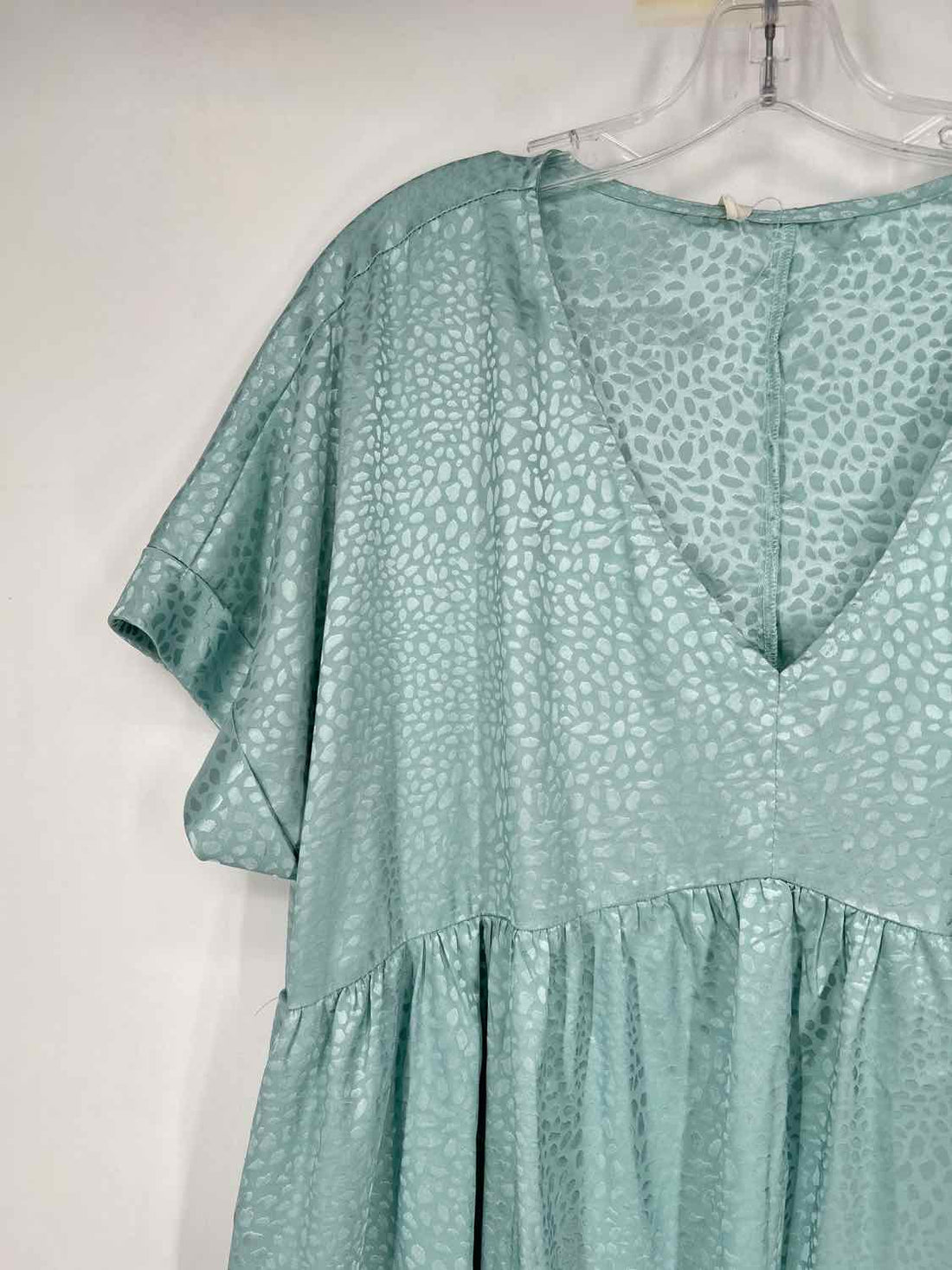 Entro Size XL Light Blue Print Short Sleeve Dress