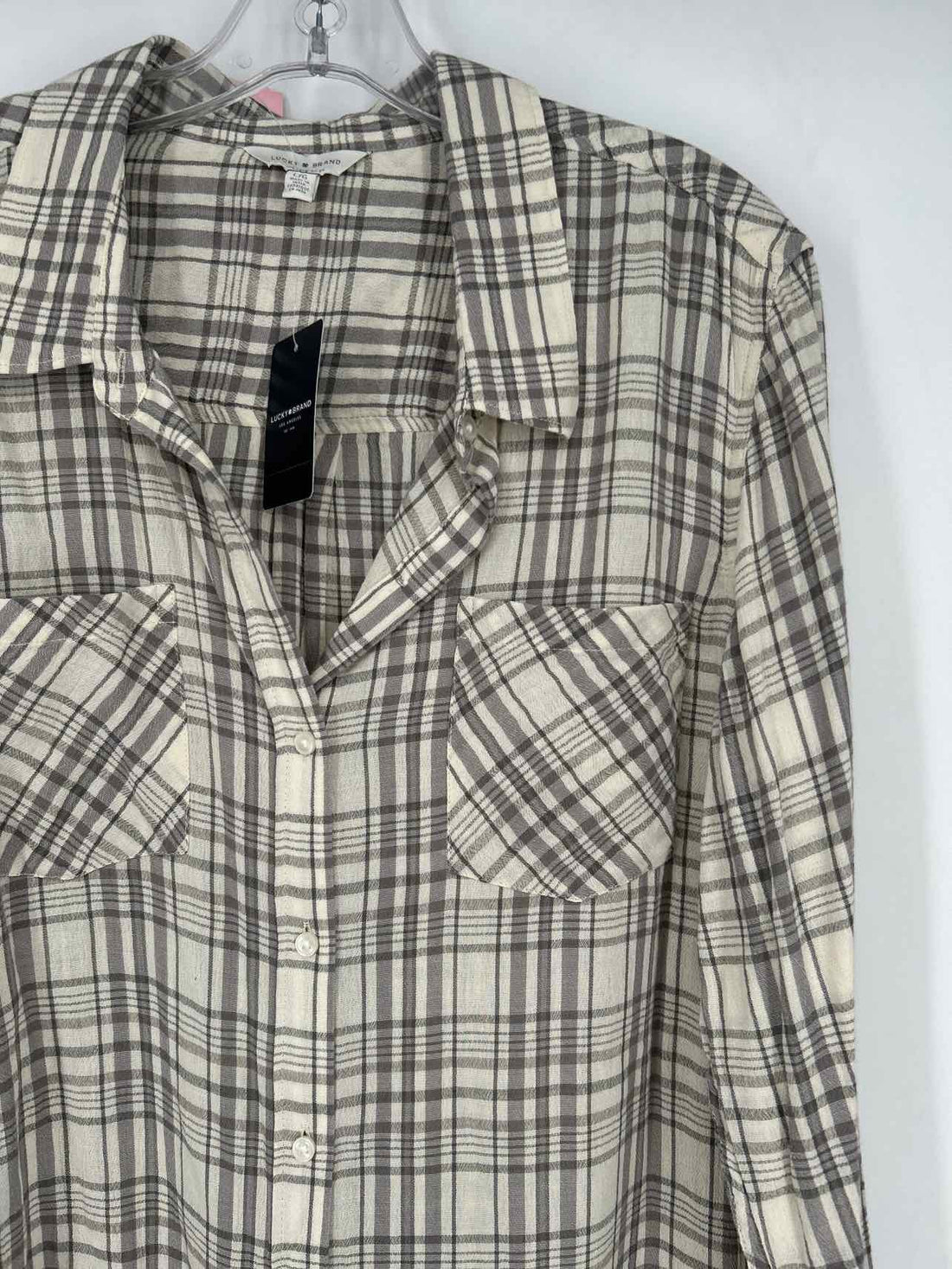 Lucky Brand Size L Beige Striped NWT Long Sleeve