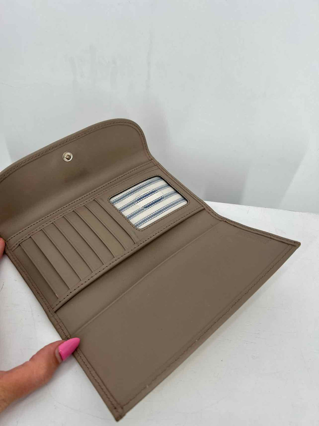 Dooney & Bourke Taupe Genuine Leather Trifold Wallet