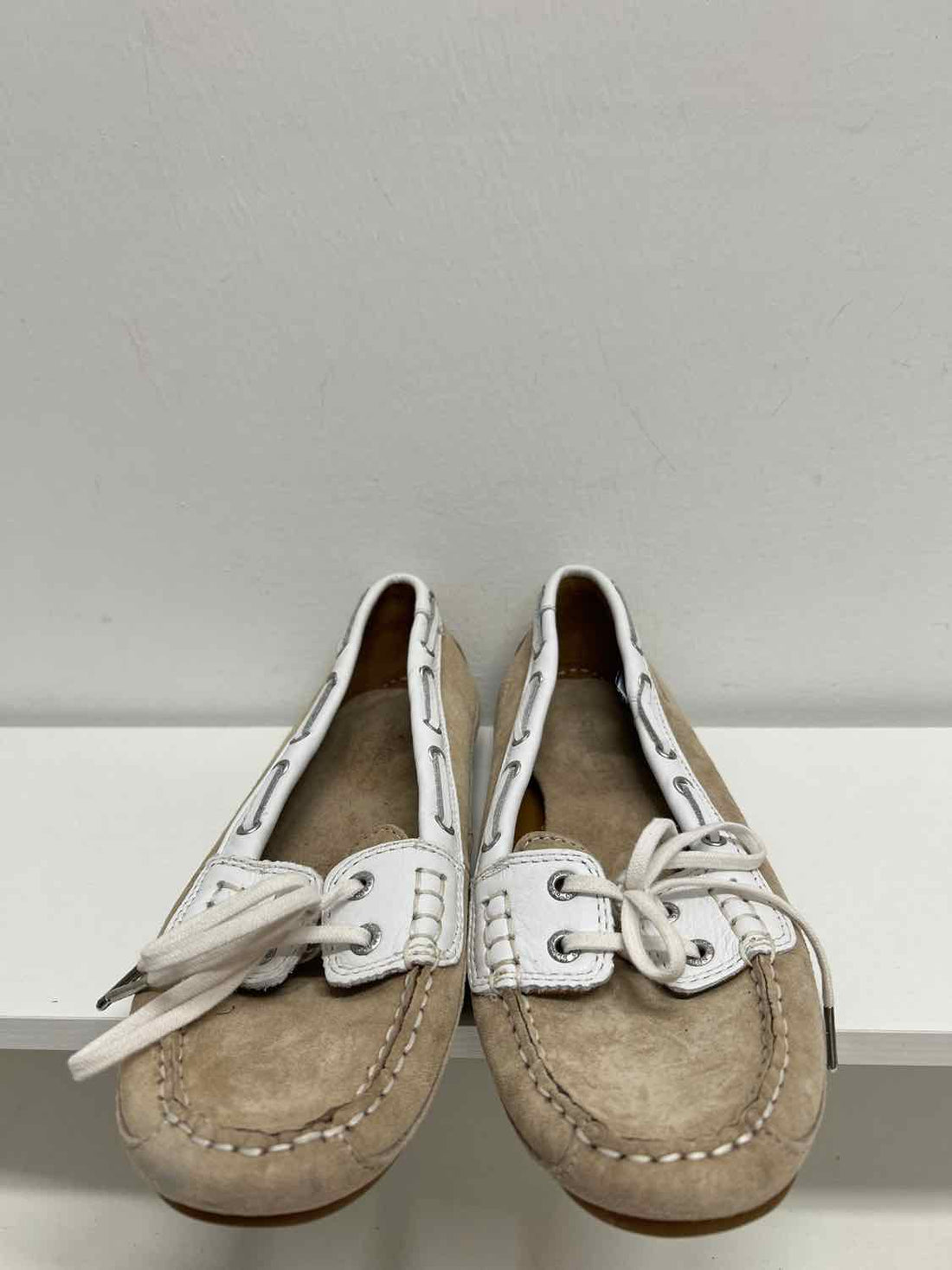 Sebago Women Size 8.5 Khaki & White Suede Loafers
