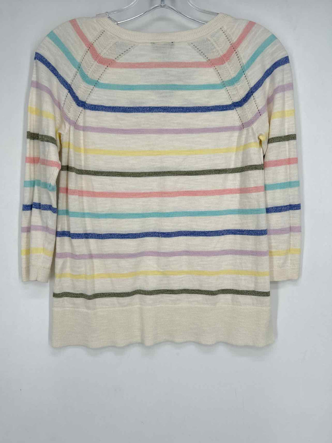 Talbots Size P White Striped Sweater